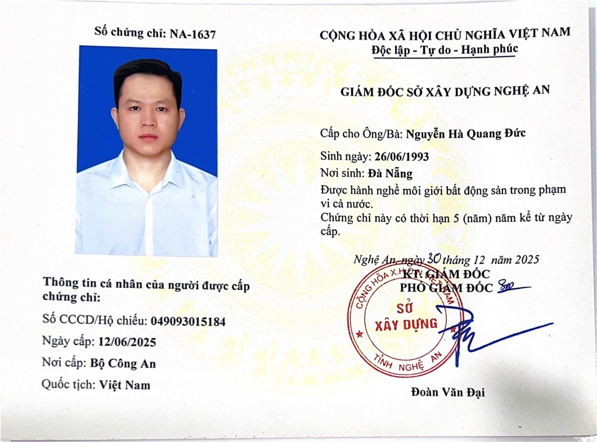 Chính sách bảo mật 2 Chung chi hanh nghe moi gioi bat dong san Nguyen Ha Quang Duc